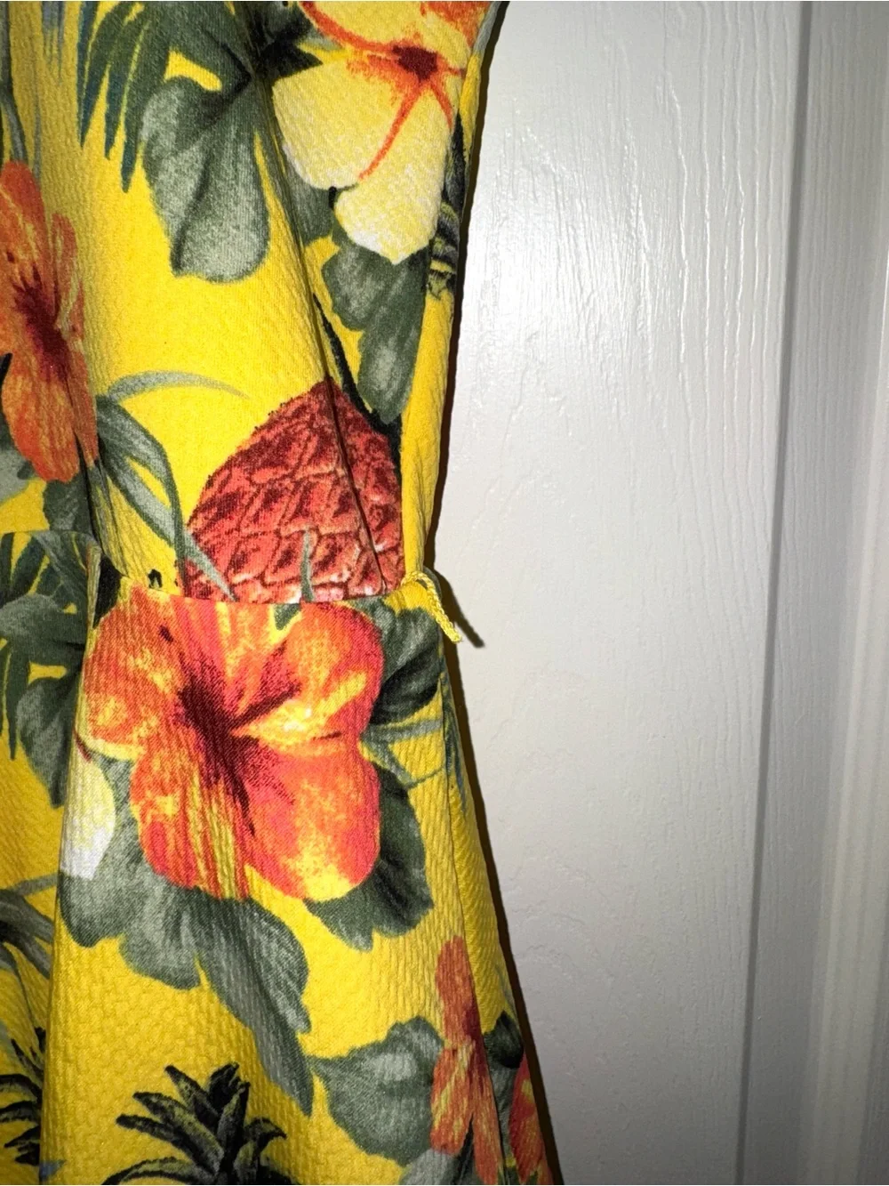 Girls' Yellow Tropical Pineapple Floral Halter Dress